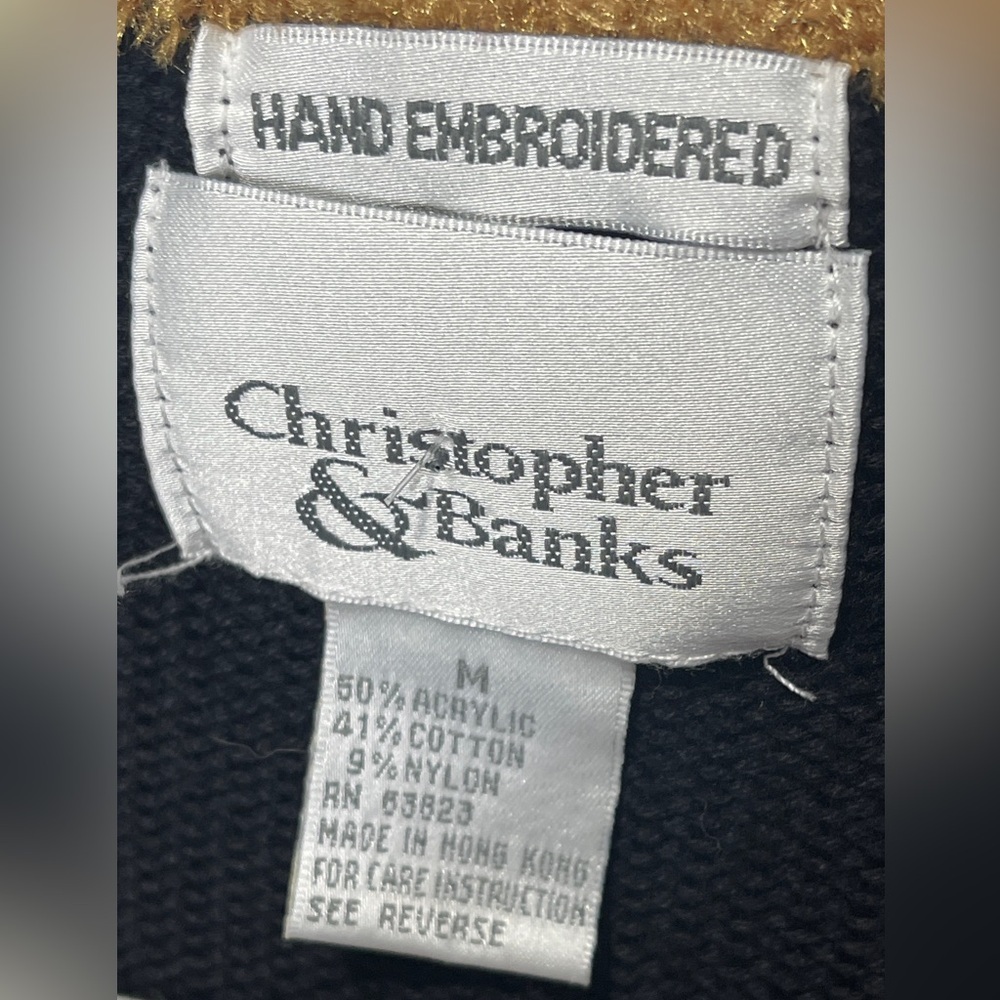 Christopher & Banks Y2K Cat Lady Zip Up Hand Embroidered Knit Cardigan Vintage - Picture 3 of 8